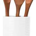 Nambe x Tom Papa Breaking Bread Canister with Acacia Wood Utensils - Contemporary Stoneware Kitchen Tool Holder, Includes Round Spoon, Flat Spoon & Spatula - Modern Baking & Cooking Tools