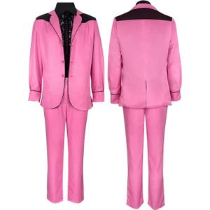 Mens Suit Cosplay Costume Halloween Uniform Outfits Blazer Jacket Shirt and Pants (X-Small, Pink Suit)