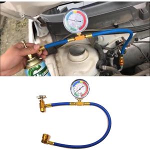 R134A Car AC Refrigerant Charging Hose, Air Conditioning Charge Hose with Gauge & 1/2 Dispensing Valve, Automotive AC System Maintenance Accessories, Universal for SUV RV Truck