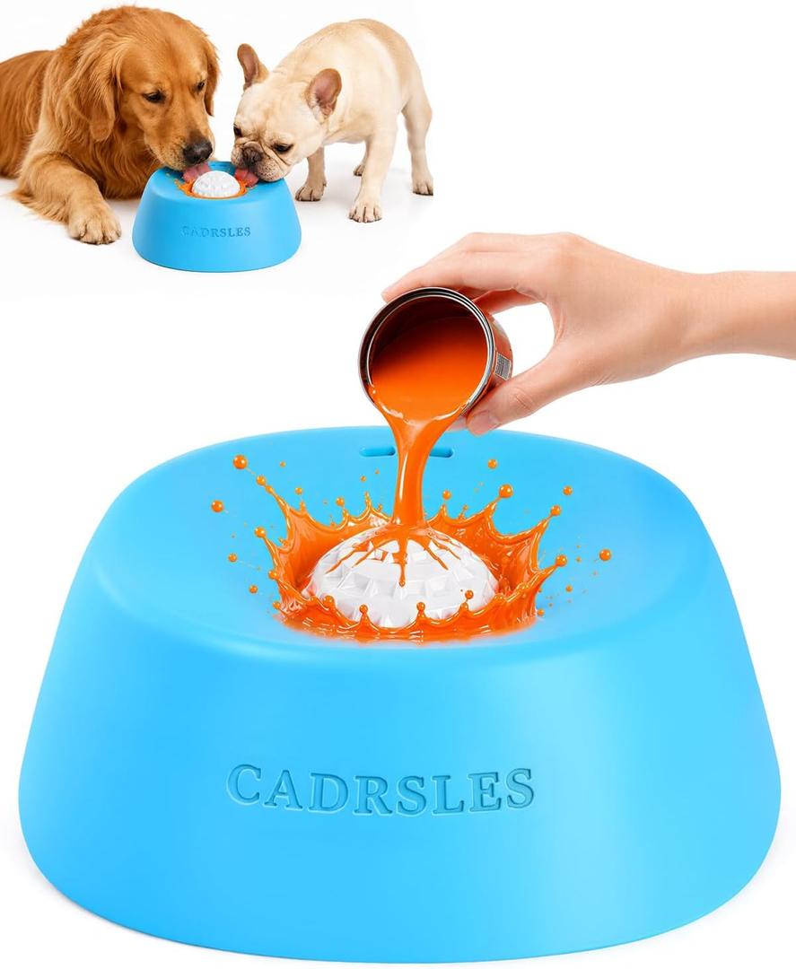 Slow Feeder Dog Lick Bowls, Dog Licking Bowl with Rolling Ball, Anti-Slip Lick Bowls with Roller Ball for Dogs, Pet Licking Toy for Puppy Small Medium Large Dogs, Spin to Eat Yogurt & Bone Broth