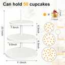 3 Tier Round Rustic Cupcake Stand Holds 50 Cupcakes | Round Cupcake Tower Stand， Rustic Dessert Table Display Set，Can Hold 50 Cupcakes， for Home Tea Party, Wedding