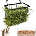 SANGLE SOPFFY Rabbit Feeder and Bunny Food Bowl with Hay Rack for Guinea Pigs, Chinchillas,Holland lop Bunny - Pet Hay Dispenser&Multifunctional Pellet Food Dish (black-2)