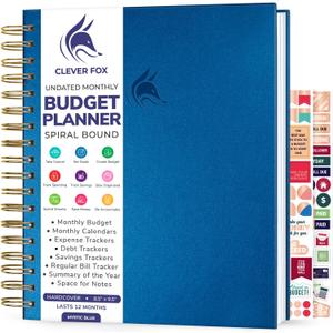 Clever Fox Budget Planner  Coiled Finance Book, Monthly Financial Journal, Budgeting Organizer & Expense Tracker Notebook, 8.5x9.5 (Mystic Blue)