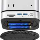 ORICO MiniLink 40Gbps Mac mini M4 Dock, USB4 Aluminum Docking Station with Dual NVMe M.2 SSD Slots, 10Gbps USB-A Ports, 4.0 SD/TF Card Readers for Mac mini M4/M4 Pro (7-in-1)
