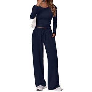 Trendy Queen Womens Two 2 Piece Matching Lounge Sets 2025 Early Fall Fashion Must Haves Y2K Workout Gym Clothes Comfy Airport Travel Vacation Luxury Outfits Sweatsuit Winter Clothing, M