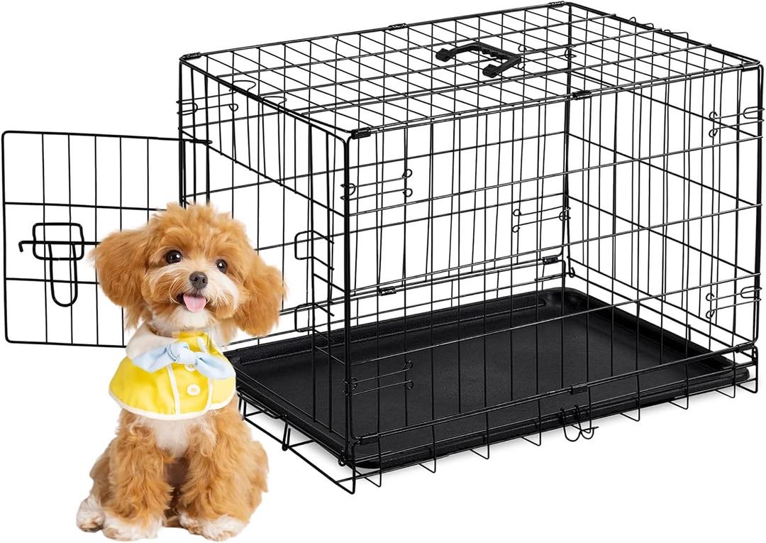 Small Dog Crate 30 Inch, Metal Wire Foldable Dog Cage Kennel