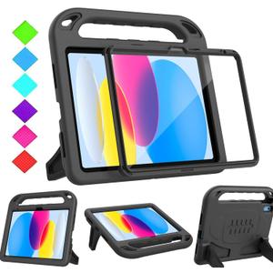 BMOUO Kids Case for iPad 11th Generation (A16) 11 Inch 2025/iPad 10th Generation 10.9" 2022 - with Built-in Screen Protector, Shockproof Handle Stand iPad 11th/10th Generation Case for Kids, Black