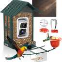 SOLIOM Solar Bird Feeder with Camera for Outdoors - AI Smart Birdhouse, 2K Live View & Instant Alerts, Squirrel Proof - Perfect Bird Watching Gift (Green)