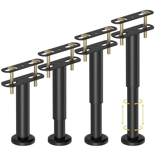 Wlrrcwdttc 4 Pcs Adjustable Height Bed Support Legs 5.9-10.5 inch, Bed Frame Center Support Legs for Bed Frame/Bed Center Slat/Furniture,Heavy Duty Metal Bed Replacement Legs Bed Slats Support Legs
