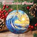 2 x Christmas Ornaments, 2.8 Inch Ceramic Hanging Ornament, Christmas Tree Ornaments, Xmas Decorations, Holiday Decorations, Holiday Party Gifts, and Xmas Gift Ideas - Sea Wave