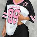 Oversized Jersey Shirts for Women Shirts Y2K Number Graphic Jerseys V Neck Cute Streetwear Tee Tops (White, XXL)
