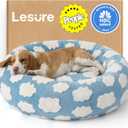 Lesure Shown on TV Donut Dog Beds Large Sized Dog - Round Pet Beds for Calming Puppy with Washable Cover, Orthopedic Modern Home Decor Beds with Jacquard Shaggy Plush & Anti Slip Bottom, 33 InchBlue