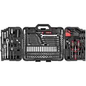STARWORK TRUE MECHANIC 312-Piece Mechanics Tool Set and Socket Set, Professional 【Pliers Wrench】 SAE/Metric, Mirror-Finish Sockets & Ratchet Wrenches