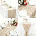 16 Pack Beige Cheesecloth Table Runner 35x120 Inch Boho Gauze Cheese Cloth Table Runners, 10 FT Long Rustic Sheer Table Runners for Wedding Bridal Baby Shower Birthday Party Table Decorations