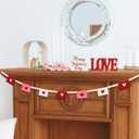 Valentines Day Decorations Felt Red Pink and White Envelopes with Wooden Beads Garlands Vintage Happy Valentine's Day Banner for Mantle, Fireplace, Wall, Party Supplies, Indoor Outdoor Decor