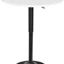 HOOBRO Bar Table, Height-Adjustable Round Pub Table 27-35.4 Inches with Sturdy Base, Modern Style, Easy to Assemble, Suitable for Small Space, White BW58BT01G1