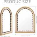 Arched Wall Mirror,Wood Farmhouse Boho Vanity Bathroom Mirror
