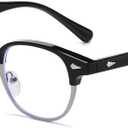 AIEYEZO Retro Blue Light Glasses for Men Women 90s Classic Semi-Rimless Eyeglasses Fashion Cumputer Gaming Glasses