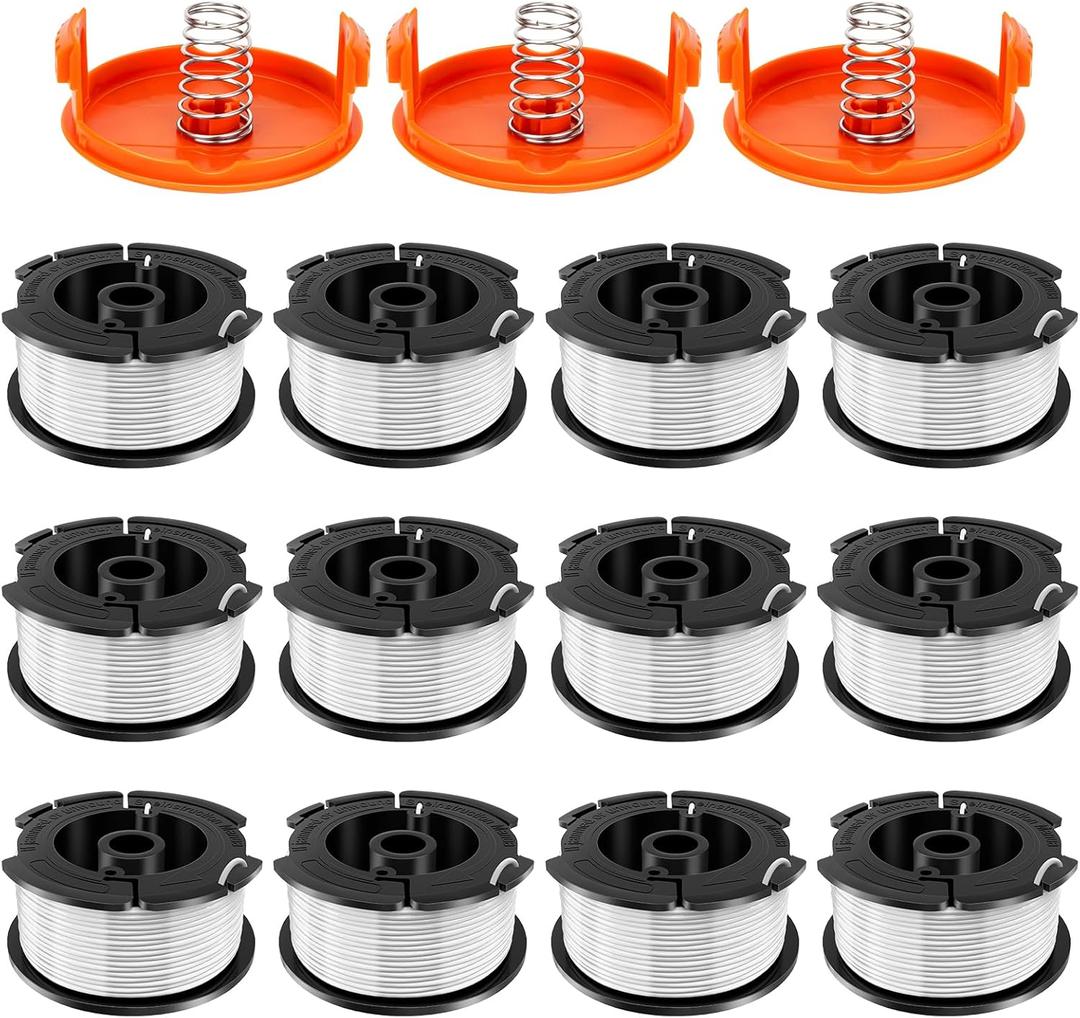 TOPEMAI AF-100 Spool Replace AF100 AF-100-3ZP AF-100-BKP Compatible with Black and Decker GH900 GH600 GH610 String Trimmer 30ft 0.065" Trimmer Line Replacement Spool Refills (12 + 3 Pack)