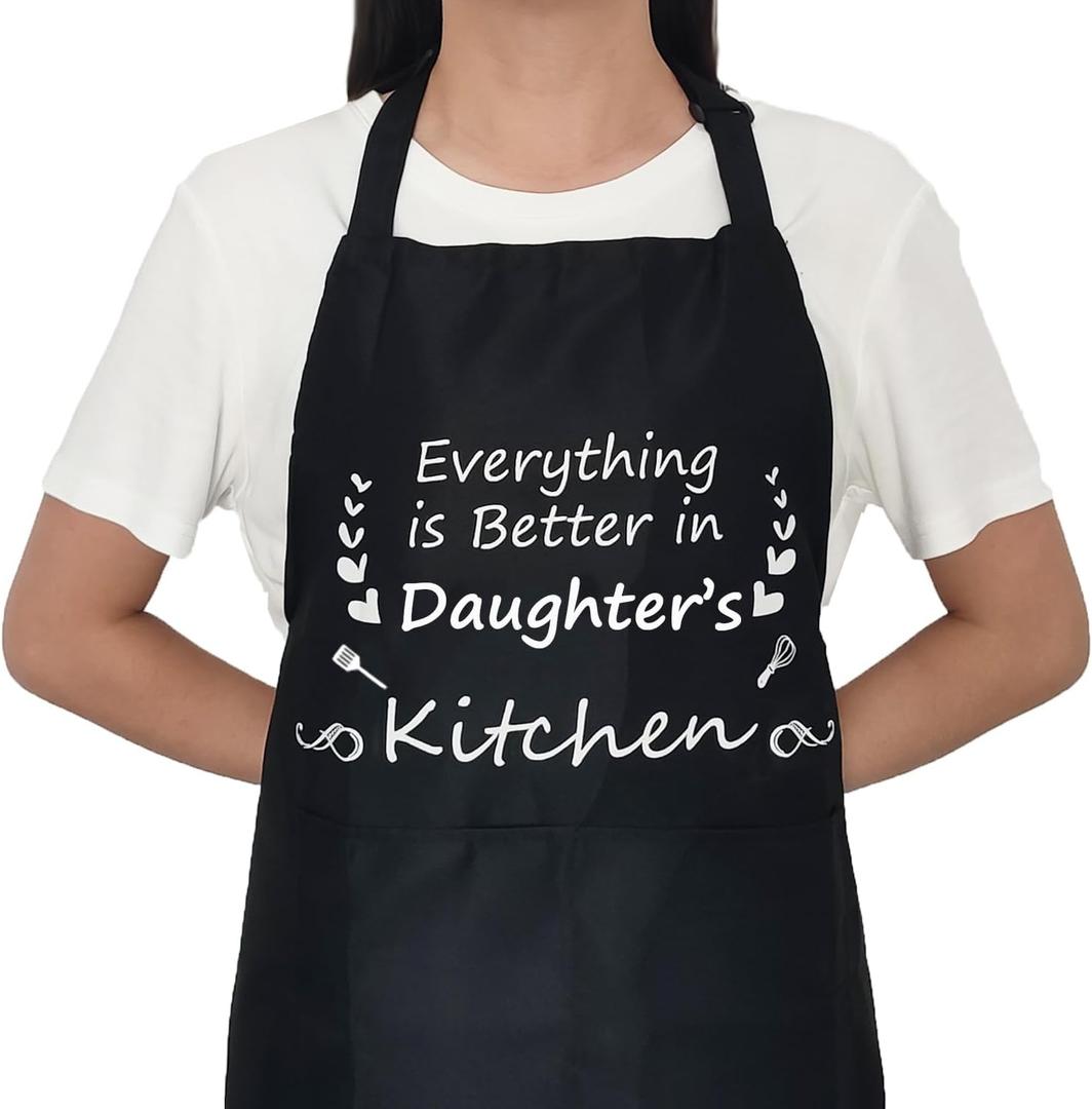 Daughter Gift from Mom, Mothers Day Kitchen Gifts for Daughter-Cute Apron Gift for Daughter- Thanksgiving Mothers Day Birthday Gifts for Daughter, Great Mom Present for Her