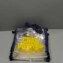 Small Clear Tote Bag "CHAD POWERS" logo, Navy Blue Straps, Yellow Logo, 10 Pack