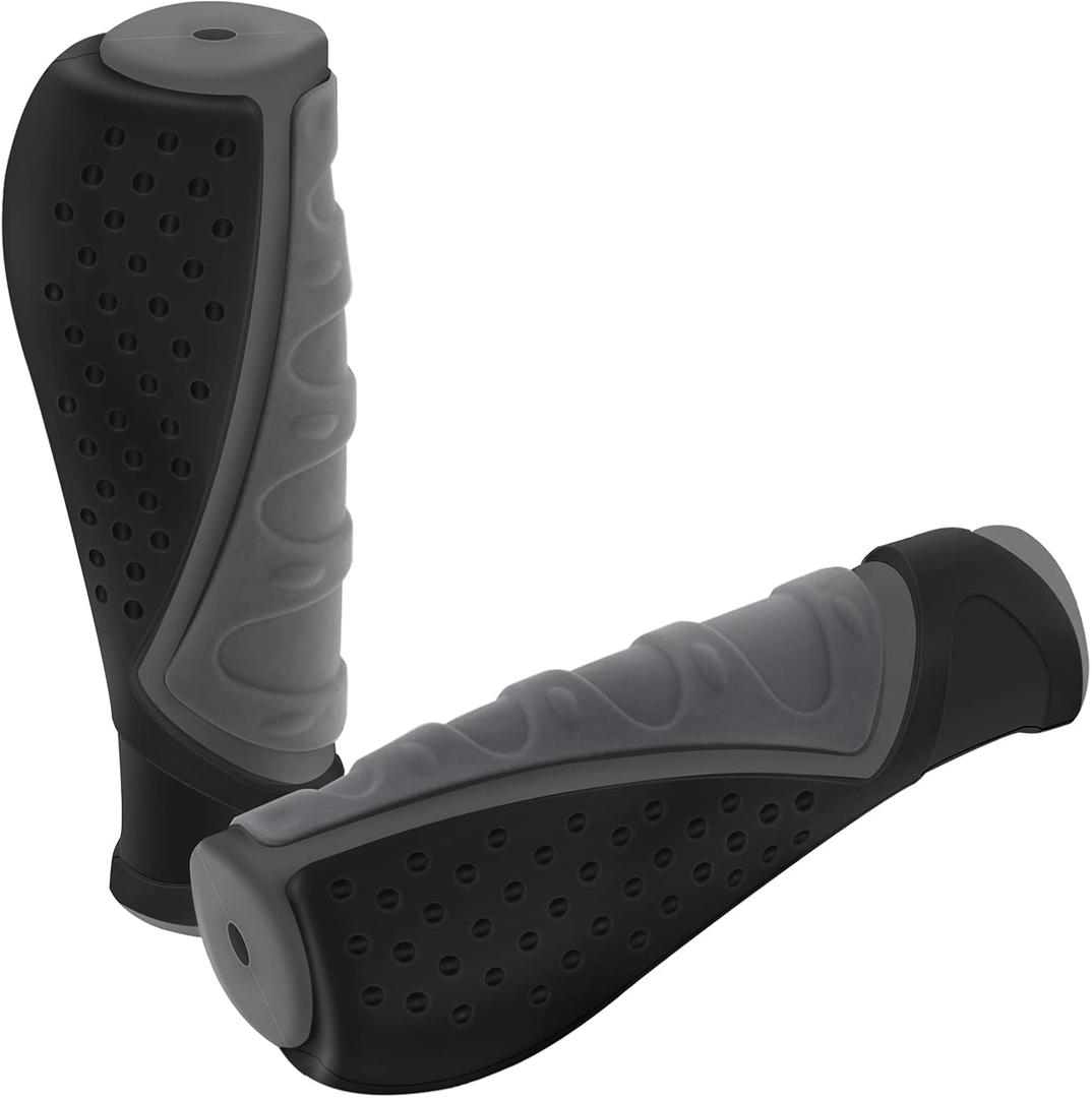 TRELC Antislip Bicycle Handlebars Grips Protector for Bicycle/Mountain Bike/Road Bike/Folding Bike (Black+Grey)