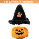 2 x 17cm Doll Clothes,Pumpkin Outfit with Witch Hat,6.7-Inch Doll Accessories,Halloween-Themed Clothes for 17cm Dolls,Halloween Costume for Collectible Dolls,Gift Idea