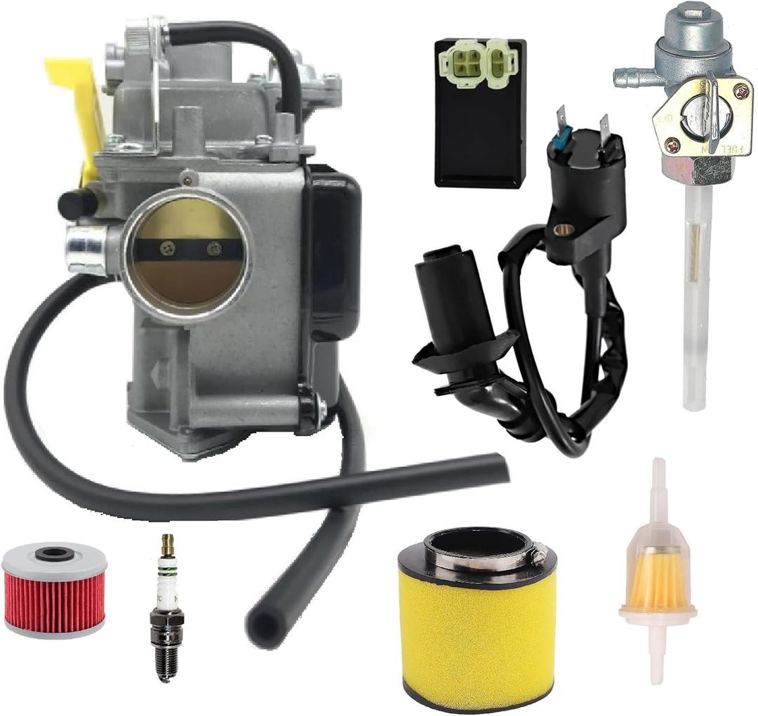 FOR FourTrax 250 Carburetor 1987 1988 1989 1991 1992 with IC&CDI BoxTank Shut Off Valve17254-HM8-000 Filters
