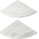 Koville 2 Pcs White Marble Corner Shower Shelves for Bathroom, 10'' Polished Marble Corner Shelves, Wall Mounted Stone Corner Shower Caddy, No Drilling Adhesive Shower Shelf - Namib Fantasy