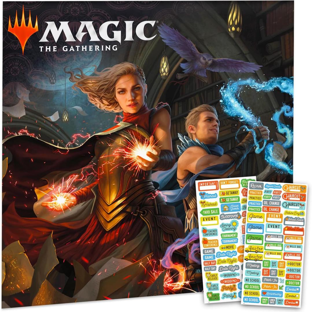 Magic the Gathering Calendar 2026 - Deluxe 2026 Magic the Gathering Wall Calendar Bundle with Over 100 Calendar Reminder Stickers (MTG Gifts, Office Supplies)