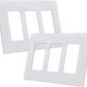 CML 3-Gang Screwless Decorator Wall Plate, 2 Pack Light Switch Covers, Outlet Receptacle Cover, Hidden Screw Smooth Face, Impact Resistant, Standard Size 4.68X 6.54, Glossy White