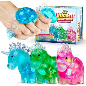 YoYa Toys Glitter Unicorn DNA Balls - Fidget Toy Stress Ball - Colorful Soft Squishy - Mental Stimulation, Clarity & Focus Tool - Fun for Any Age - 3 Pack