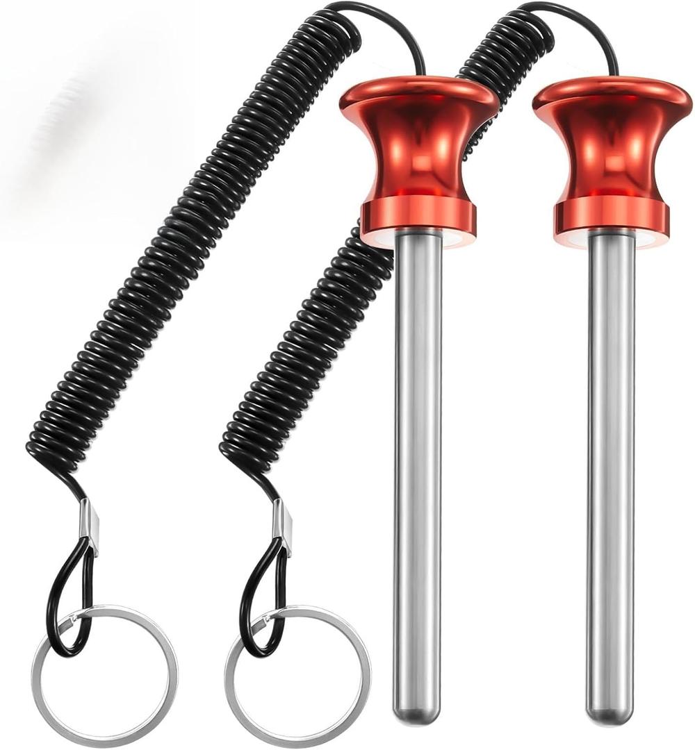 Lasnten Weight Stack Pin Magnetic Universal Gym Weight Pin 0.4 inch Drop Set with Pull Rope for Plate Apertures Above 10.5 mm Heavy Duty (Red)