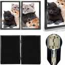 5x7 Picture Frame Double Hinged Black Metal Thin Edge Frame with High Definition Glass Front Folding Frames Stand Vertically on Tabletop, Black, 5x7 Double Metal
