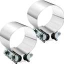 3" 3.0 Inch Exhaust Clamp Butt Joint Band Clamp Sleeve Coupler Stainless Steel 3 Inch for Exhaust Pipes, Mufflers and Catalytic Converters (2 PCS)