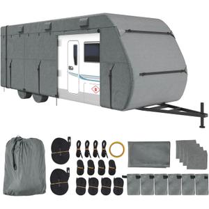 VEVOR Travel Trailer Cover, 28-31 ft RV Cover, Top 300D Oxford Fabric Camper Cover, Waterproof, Windproof and Rip-Stop Class A RV Cover, with Storage Bag, Repair Patches, Straps and Tire Covers