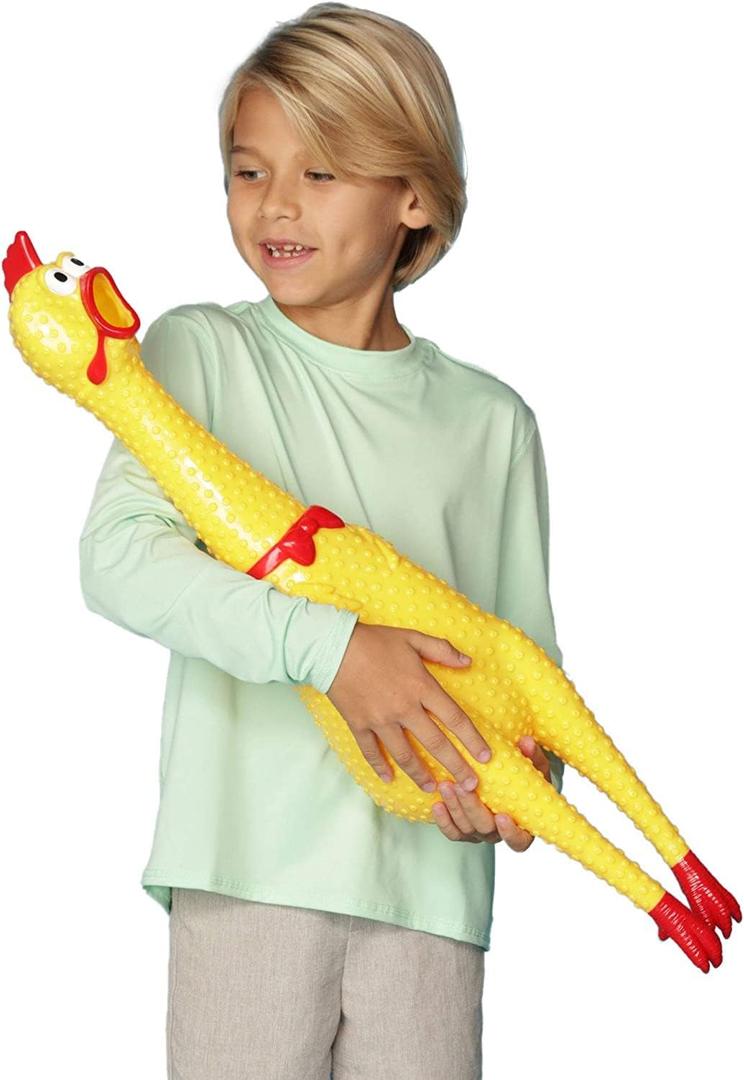 Animolds Hug Me Giant Rubber Chicken- Huge Stress Relief Screaming Chicken Toy | Screams Up to 45 Seconds- Novelty Gag and Prank Toys | Funny Toys Gifts for Christmas Stocking Stuffers for Kids Adult