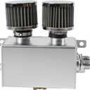 Universal Aluminum AN10 1.2L Twin Baffle Dual Filter Engine Oil Catch Can Tank With 2 Air Filters Oil Catch Reservoir Tank Can Breather Kit Silver