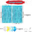 22Pcs Cartoon Baby Birthday Decorations, Aquamarine 3.3x8.2ft Tinsel Foil Fringe Curtains Banner and Cute Flowers Bubbles Balloons for Cute Theme Party Decorations Boys and Girls Party Supplies