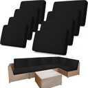 Newwiee 8 Pcs Stretch Patio Outdoor Cushion Covers Replacement for 4 Backrests and 4 Patio Cushions Covers, Waterproof Couch Sofa Slipcover Furniture Protector, Thin Fabric Breathable(Black)