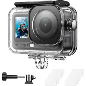 AMAZEAR IPX8 Waterproof Diving Case for DJI OSMO Action 6 Accessories, Action6 Pro 70M/229FT Dive Housing for Deep-Sea Water Sports, Snorkeling, in-Water, Hard Shell, Compact Design, Clear