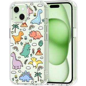 MOSNOVO Case for iPhone 15 Plus/iPhone 14 Plus, [Buffertech 6.6ft Military-Grade Drop Protection] [Anti Peel Off Tech] Clear TPU Bumper Phone Case Cover Design - Dinosaur Land