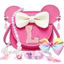 ONECOCOA Toddler Purse Gifts for Girls, Little Girl Gifts Princess Dress Up Jewelry Mermaid Toys Mini Mouse Ears Birthday Gifts for Girls 3 4 5 6 7 8 Year old (L, Rose)