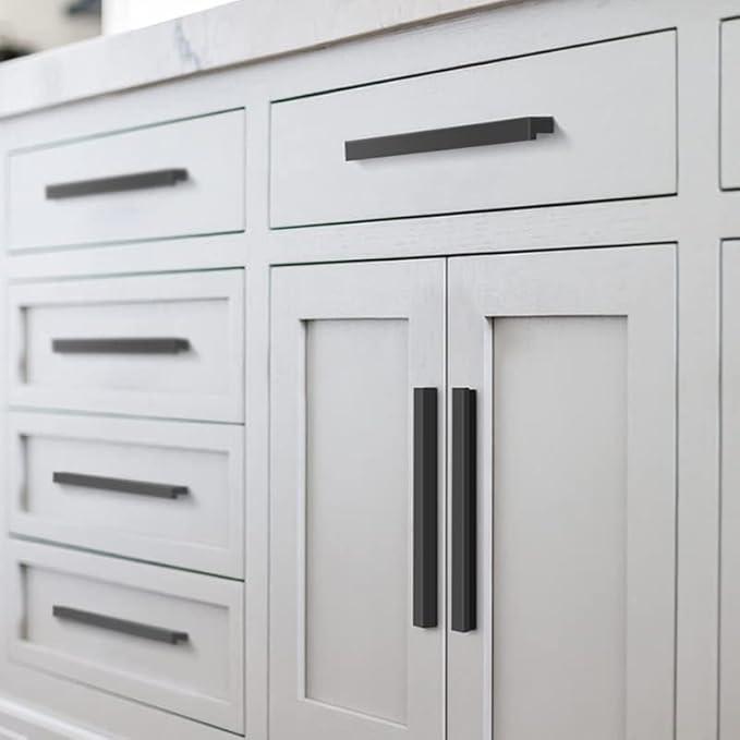 10 Pack Kitchen Cabinet Pulls - Kitchen Cabinet Handles for Dresser Drawers - L-Shaped Cross Sections (5.51 Inches,Black)