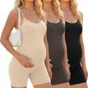 3 Pack Women's Maternity Jumpsuit Shorts Spaghetti Strap Pregnancy Rompers U Neck Sleeveless Tank Tops Bodysuits (L)