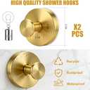 2 x Mity rain Suction Cup Hooks for Door Wreaths, Reusable Metal Wreath Hangers for Front Door Glass Windows, Strong Hold No-Drill Wreath Holder Ideal for Holiday & Christmas Door Decorations（Gold）