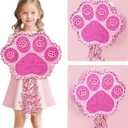WERNNSAI Pink Dog Paw Piata - Dog Piata Pet Theme Party Games Pink Girl Style Puppy Paw Party Decorations Animal Party Supply for Kids Birthday with Blindfold