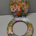 Angol Shiold ROUND Resin Soft Close Toilet Seat Flowers 16.5" | Quick Release Heavy Duty Decorative Acrylic Seats Easy to Install & Clean (Abstract Floral Art Print)