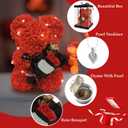 Romantic Valentines Day Gift for Her, Artificial Flowers Bouquet Necklace Rose Teddy Bear with Real Pearl Blind Box Birthday Gift, Valentiness Day Gift for Monther Wife Girl (Red)