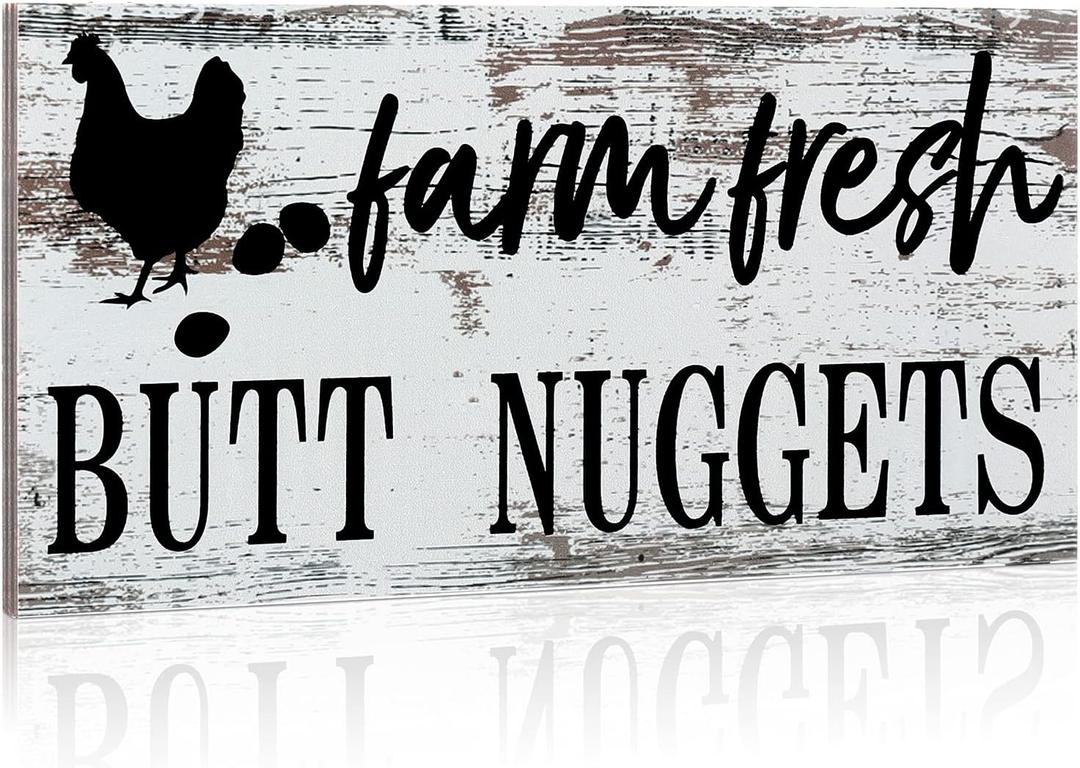 Farm Fresh Chicken Wall Decor Chicken Coop Sign Accessories Rustic Hen House Deco Farmhouse Wooden Door Decoration for Home Kitchen Decoration(Retro Color)